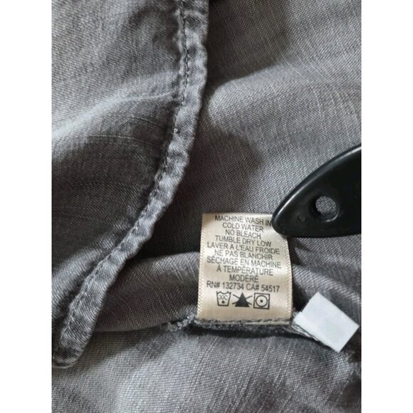 Bella Dahl Top Womens L Gray Chambray LS High Low Hem Grunge Boho Hippie Western - Picture 11 of 15